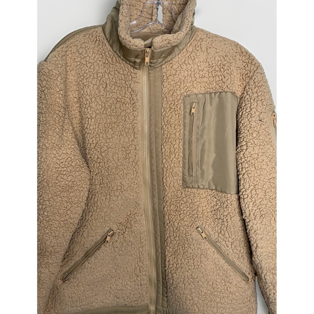 Mnml Khaki Sherpa Fleece Jacket Workwear Utility Jacket Men's SZ M Medium - Picture 2 of 8